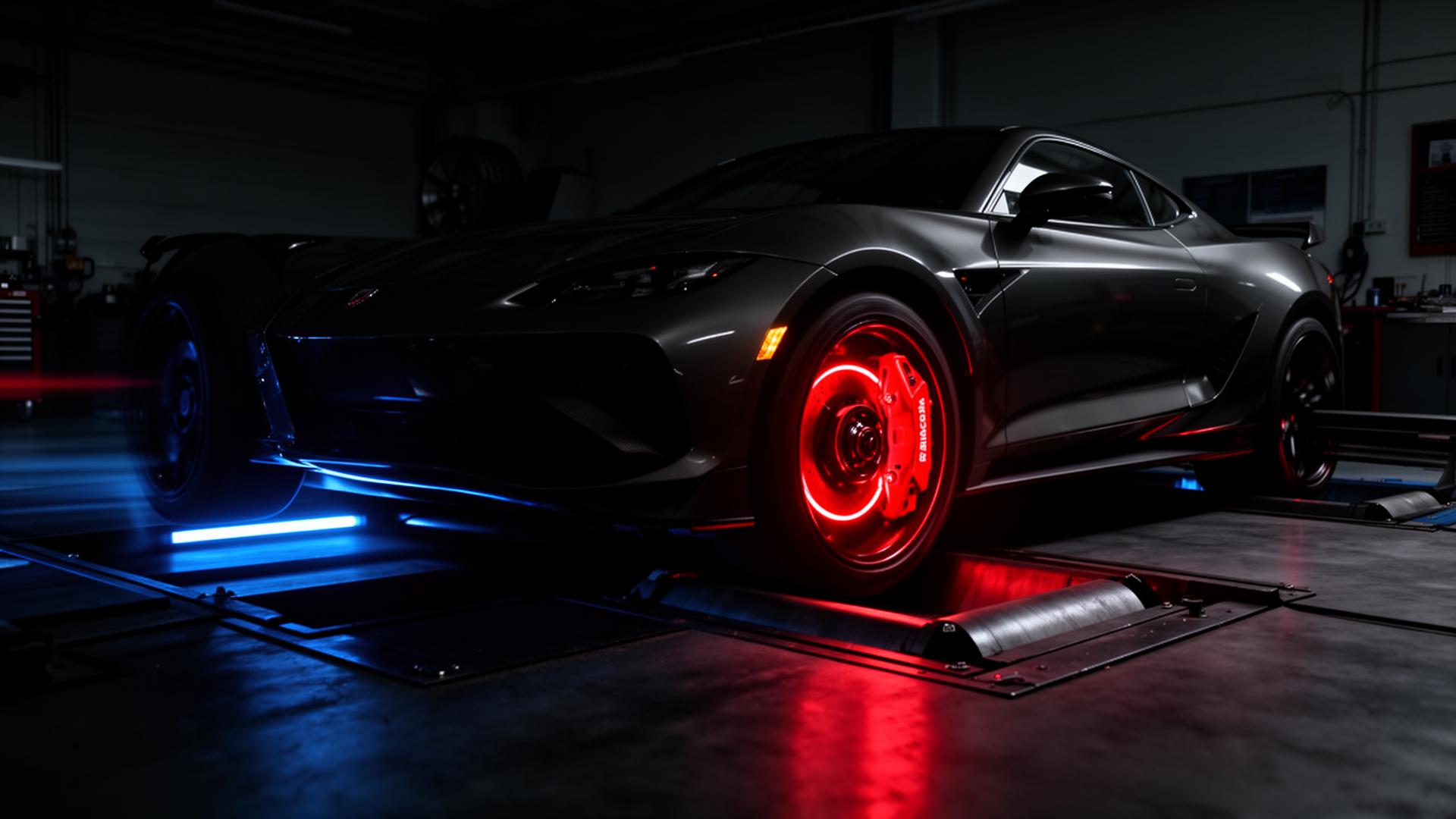 Performance vehicle on a dyno